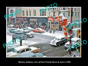 OLD LARGE HISTORIC PHOTO OF MARION INDIANA, VIEW OF EAST FOURTH St c1960