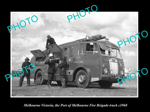 OLD LARGE HISTORIC PHOTO OF MELBOURNE VICTORIA, PORT OF MELB FIRE BRIGADE c1960