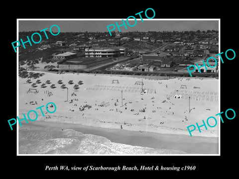 OLD LARGE HISTORIC PHOTO OF PERTH WEST AUSTRALIA, SCARBOROUGH BEACH & HOTEL 1960