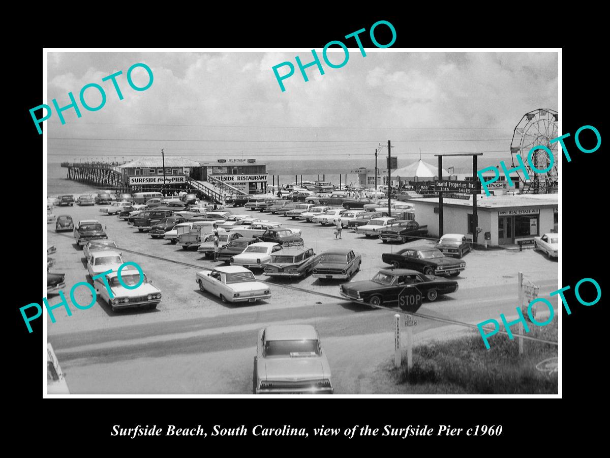 OLD LARGE HISTORIC PHOTO OF SURFSIDE BEACH SOUTH CAROLINA, VIEW OF THE PIER 1960