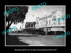 OLD LARGE HISTORIC PHOTO OF STANTHORPE QLD, VIEW OF MARYLAND St SHOPS c1937