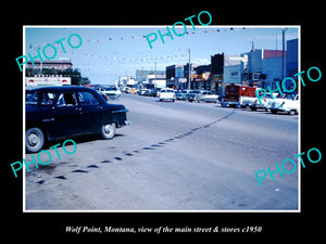 OLD LARGE HISTORIC PHOTO OF WOLF POINT MONTANA, THE MAIN STREET & STORES c1950