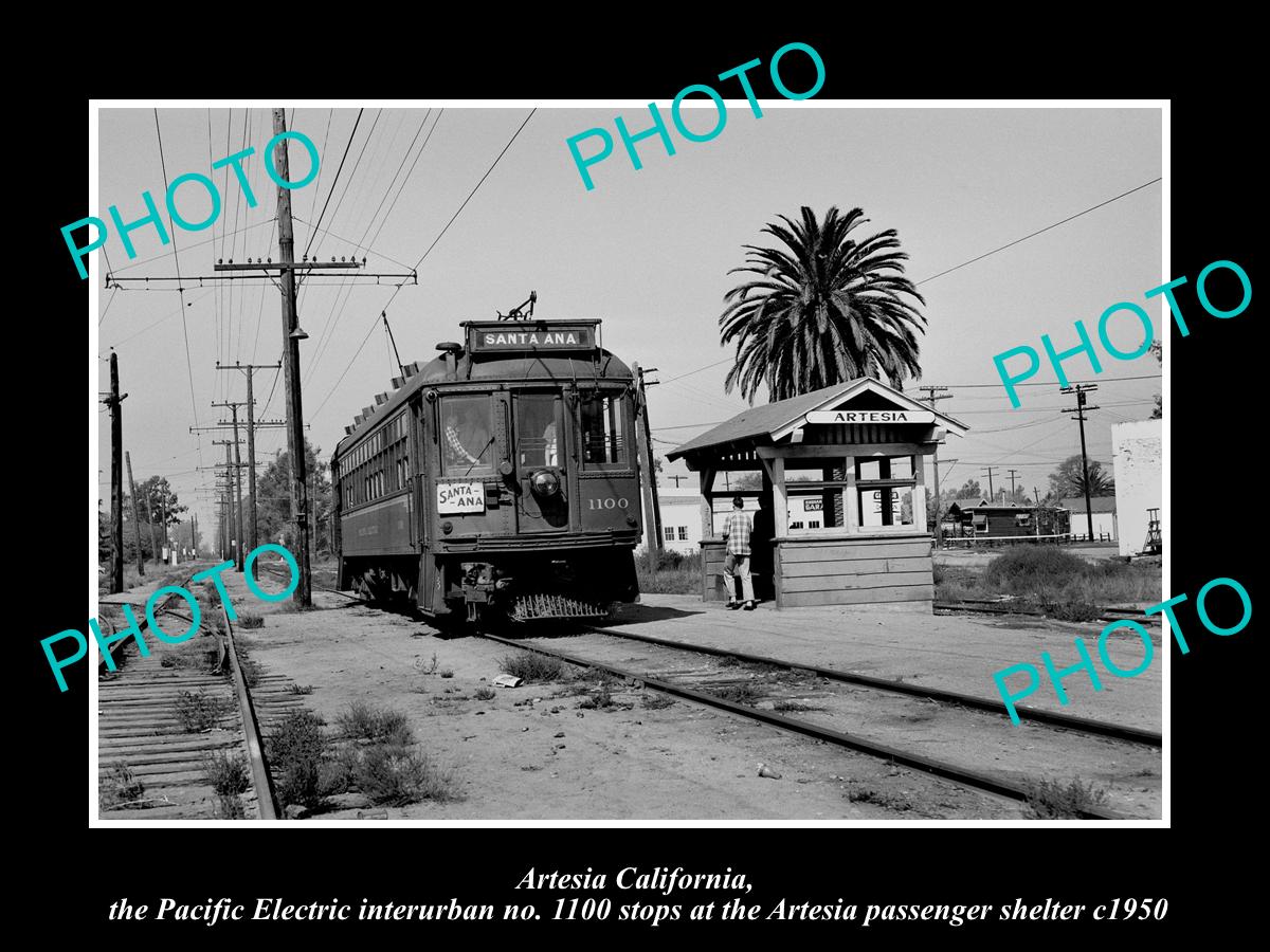 OLD HISTORIC PHOTO OF ARTESIA CALIFORNIA, THE PACIFIC ELECTRIC STATION c1950