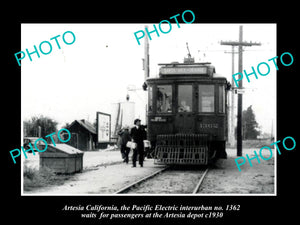 OLD HISTORIC PHOTO OF ARTESIA CALIFORNIA, THE PACIFIC ELECTRIC STATION c1930