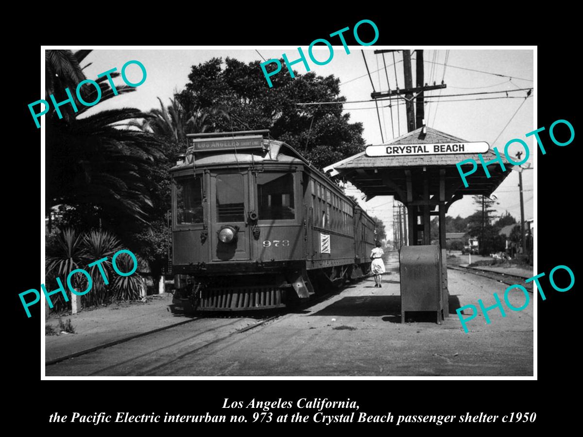 OLD HISTORIC PHOTO OF CRYSTAL BEACH CALIFORNIA PACIFIC ELECTRIC RAIL DEPOT c1950