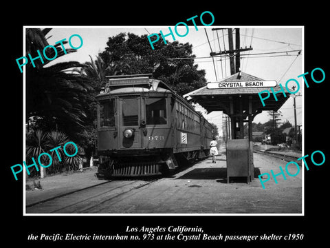 OLD HISTORIC PHOTO OF CRYSTAL BEACH CALIFORNIA PACIFIC ELECTRIC RAIL DEPOT c1950