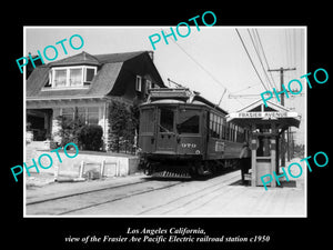 OLD HISTORIC PHOTO OF FRAZIER Av LA CALIFORNIA PACIFIC ELECTRIC RAIL DEPOT c1950