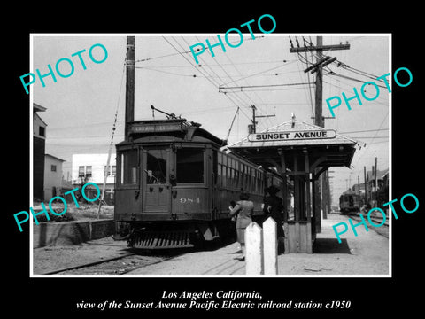 OLD HISTORIC PHOTO OF SUNSET Av LA CALIFORNIA PACIFIC ELECTRIC RAIL DEPOT c1950