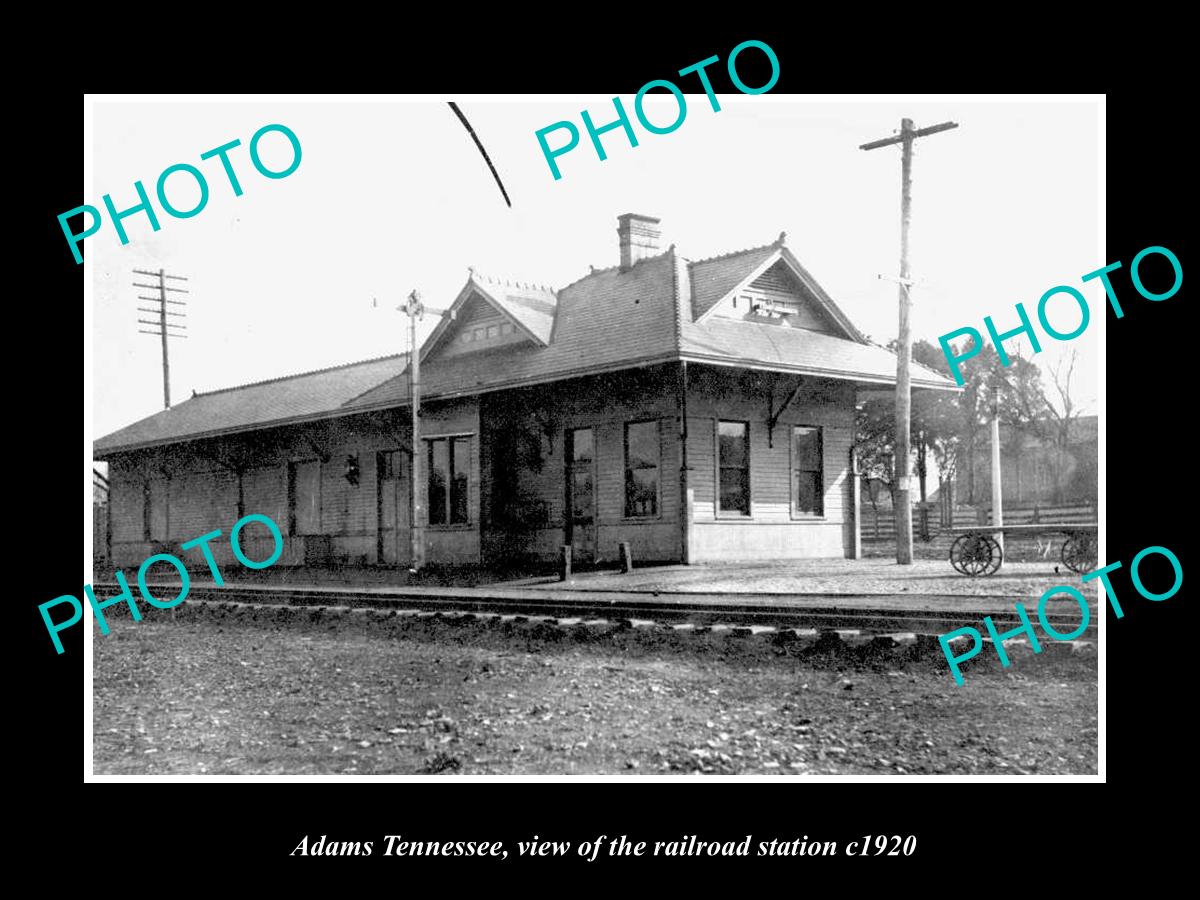 OLD LARGE HISTORIC PHOTO OF ADAMS TENNESSEE, VIEW OF THE RAILROAD STATION c1920