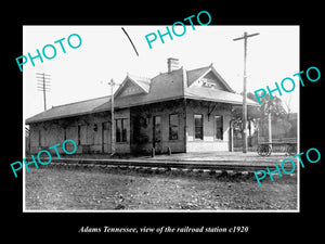 OLD LARGE HISTORIC PHOTO OF ADAMS TENNESSEE, VIEW OF THE RAILROAD STATION c1920