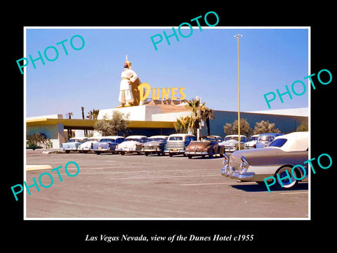 OLD LARGE HISTORIC PHOTO OF LAS VEGAS NEVADA, VIEW OF THE DUNES HOTEL c1955