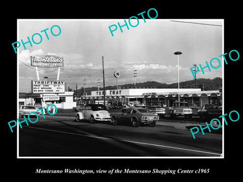 OLD LARGE HISTORIC PHOTO OF MONTESANO WASHINGTON, THE SHOPPING CENTER c1965