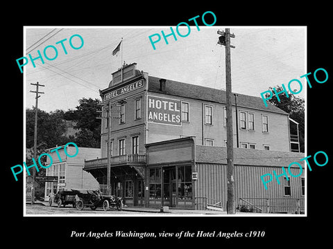 OLD LARGE HISTORIC PHOTO OF PORT ANGELES WASHINGTON, VIEW OF HOTEL ANGELES c1910