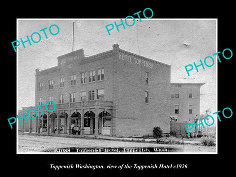 OLD LARGE HISTORIC PHOTO OF TOPPENISH WASHINGTON, THE TOPPENISH HOTEL c1920