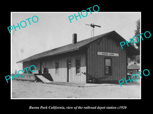 OLD LARGE HISTORIC PHOTO OF BUENA PARK CALIFORNIA, THE RAILROAD DEPOT c1920