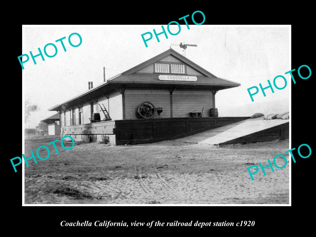 OLD LARGE HISTORIC PHOTO OF COACHELLA CALIFORNIA, THE RAILROAD DEPOT c1920