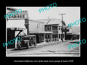 OLD LARGE HISTORIC PHOTO OF GROVELAND CALIFORNIA, THE MAIN ST & STORES c1920