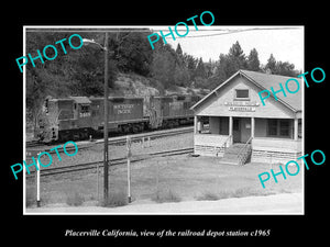 OLD LARGE HISTORIC PHOTO OF PLACERVILLE CALIFORNIA, RAILROAD DEPOT STATION c1965