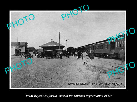 OLD LARGE HISTORIC PHOTO OF POINT REYES CALIFORNIA, THE RAILROAD DEPOT c1920