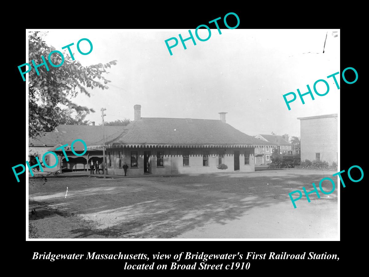 OLD LARGE HISTORIC PHOTO OF BRIDGEWATER MASSACHUSETTS, RAILROAD STATION c1910 1