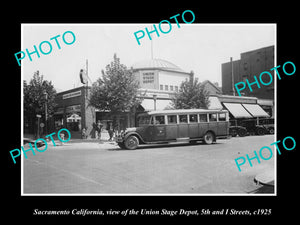 OLD LARGE HISTORIC PHOTO OF SACRAMENTO CALIFORNIA, THE UNION STAGE DEPOT c1930