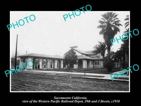 OLD LARGE HISTORIC PHOTO OF SACRAMENTO CALIFORNIA, THE WP RAILROAD DEPOT c1910 1