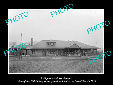 OLD LARGE HISTORIC PHOTO OF BRIDGEWATER MASSACHUSETTS, RAILROAD STATION c1910 2