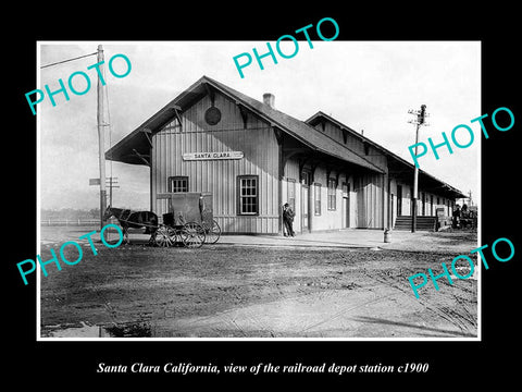 OLD LARGE HISTORIC PHOTO OF SANTA CLARA CALIFORNIA, RAILROAD DEPOT STATION c1900