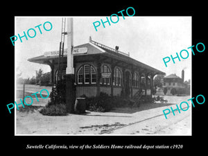 OLD LARGE HISTORIC PHOTO OF SAWTELLE CALIFORNIA, THE S/H RAILROAD DEPOT c1920