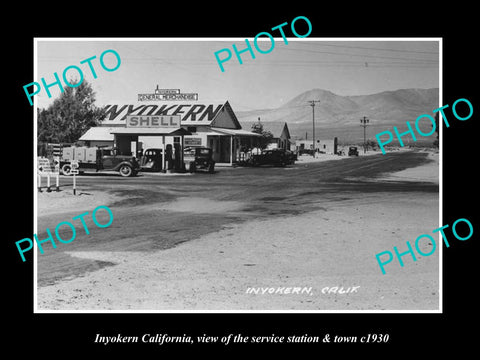 OLD LARGE HISTORIC PHOTO OF INYOKERN CALIFORNIA, THE SHELL SERVICE STATION c1930