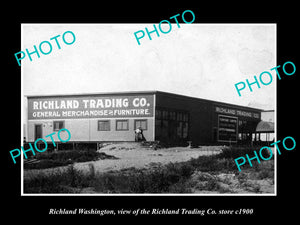 OLD LARGE HISTORIC PHOTO OF RICHLAND WASHINGTON, THE RICHLAND TRADING Co c1900