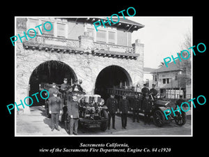 OLD LARGE HISTORIC PHOTO OF SACRAMENTO CALIFORNIA, THE No 4 FIRE STATION c1930