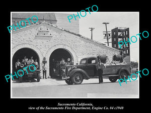 OLD LARGE HISTORIC PHOTO OF SACRAMENTO CALIFORNIA, THE No 4 FIRE STATION c1940