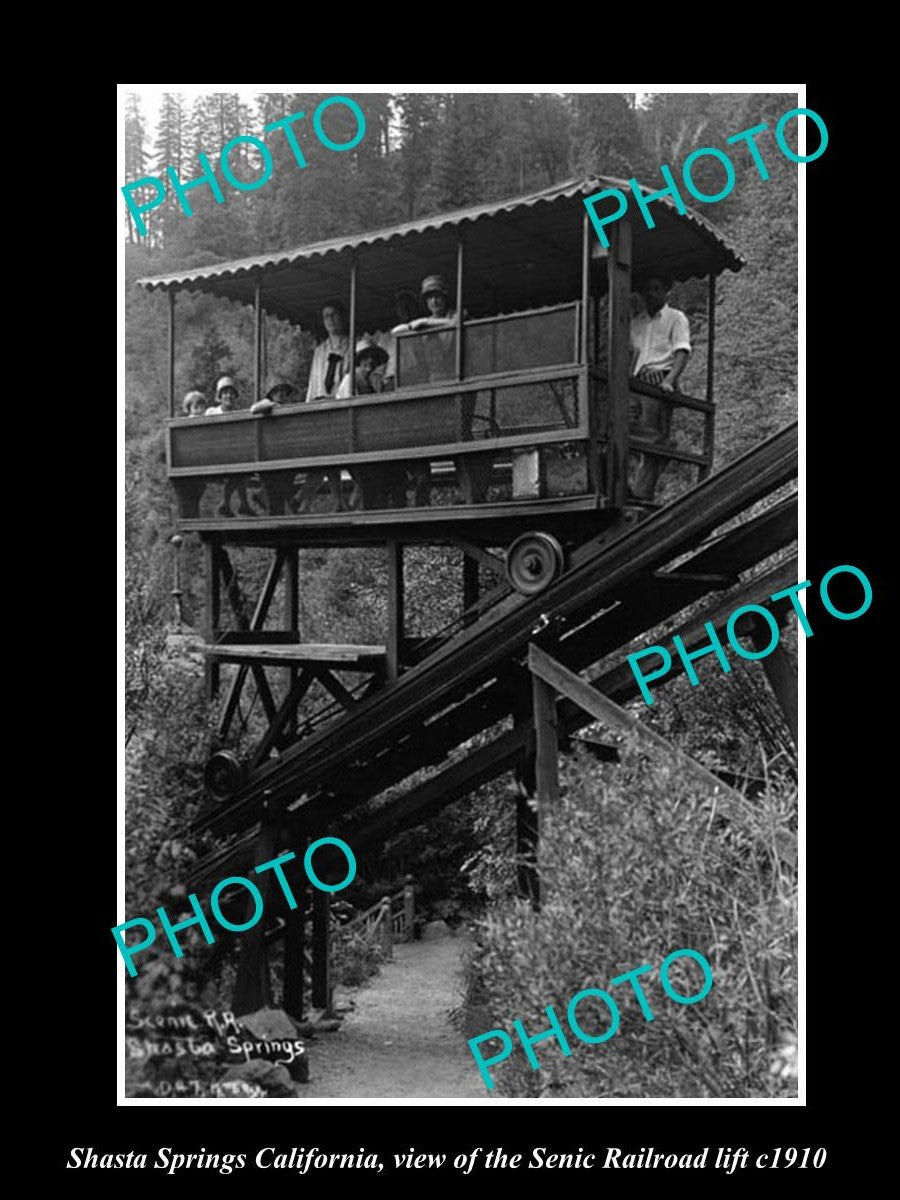 OLD LARGE HISTORIC PHOTO OF SHASTA SPRINGS CALIFORNIA, THE SENIC RAILROAD c1910