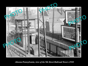 OLD LARGE HISTORIC PHOTO OF ALTOONA PENNSYLVANIA, THE 9th St RAILROAD TOWER 1930