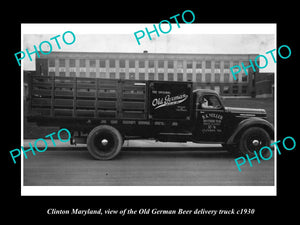 OLD LARGE HISTORIC PHOTO OF CLINTON MARYLAND, THE GERMAN BEER Co TRUCK c1930