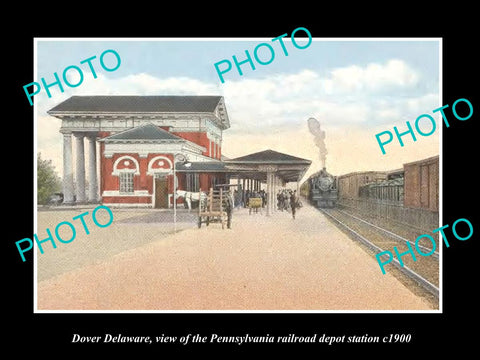 OLD LARGE HISTORIC PHOTO OF DOVER DELAWARE, THE PENNSYLVANIA RAILROAD DEPOT 1900