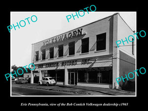 OLD LARGE HISTORIC PHOTO OF ERIE PENNSYLVANIA, THE VOLKSWAGEN CAR STORE c1965