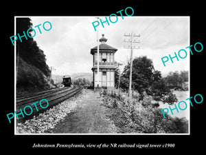 OLD LARGE HISTORIC PHOTO OF JOHNSTOWN PENNSYLVANIA, THE NR RAILROAD TOWER c1900