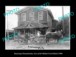 OLD LARGE HISTORIC PHOTO OF KEARSARGE PENNSYLVANIA, THE WALNUT CREEK HOTEL c1900