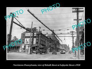 OLD LARGE HISTORIC PHOTO OF NORRISTOWN PENNSYLVANIA, DEKALB St & LAFAYETTE c1920