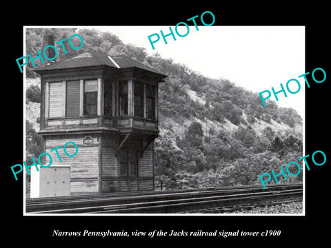 OLD LARGE HISTORIC PHOTO OF NARROWS PENNSYLVANIA, THE JACKS RAILROAD TOWER c1900