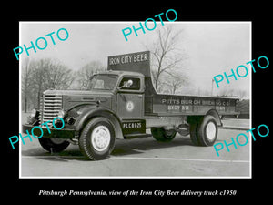 OLD LARGE HISTORIC PHOTO OF PITTSBURGH PENNSYLVANIA, IRON CITY BEER TRUCK c1950