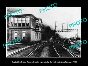 OLD HISTORIC PHOTO OF ROCKVILLE BRIDGE PENNSYLVANIA, THE RAILROAD TOWER c1900