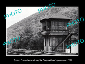 OLD LARGE HISTORIC PHOTO OF TYRONE PENNSYLVANIA, THE FORGE RAILROAD TOWER c1930