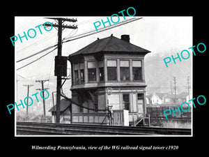 OLD LARGE HISTORIC PHOTO OF WILMERDING PENNSYLVANIA, THE WG RAILROAD TOWER c1920