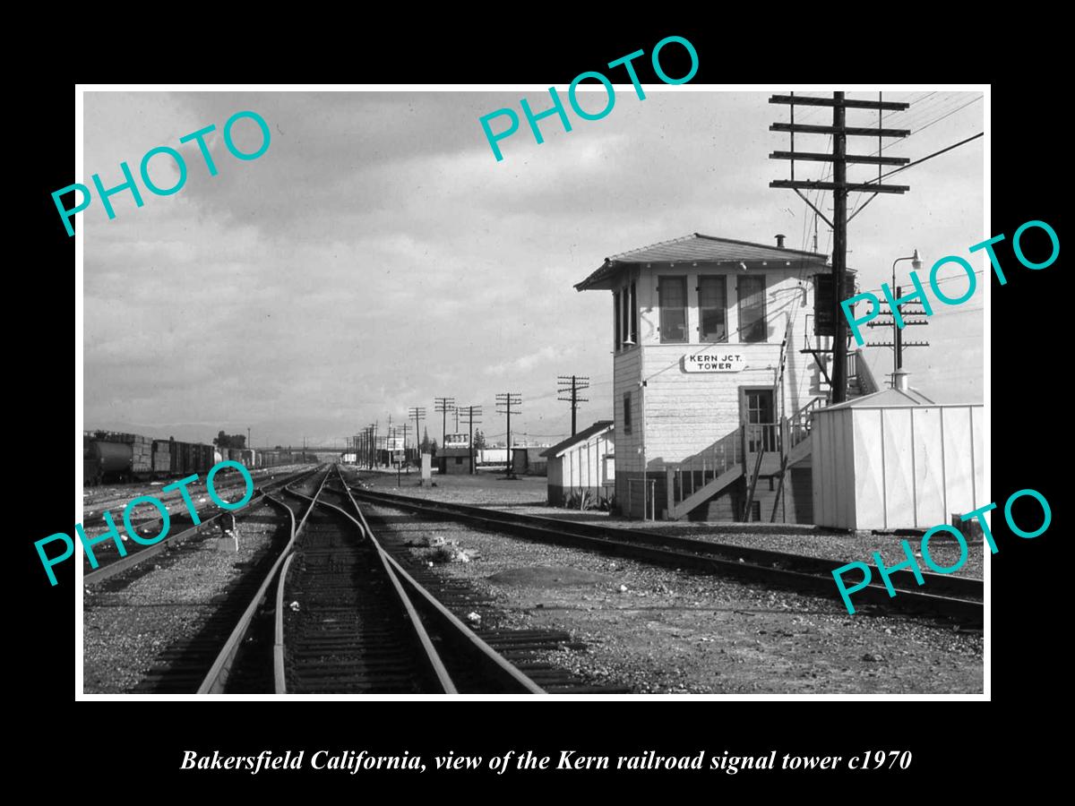 OLD HISTORIC PHOTO OF BAKERSFIELD CALIFORNIA, KERN RAILROAD SIGNAL TOWER c1970