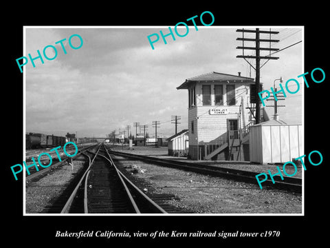 OLD HISTORIC PHOTO OF BAKERSFIELD CALIFORNIA, KERN RAILROAD SIGNAL TOWER c1970