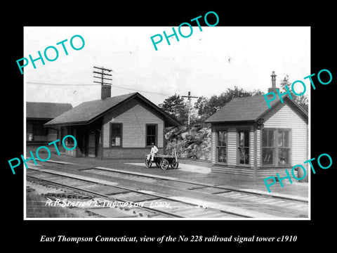 OLD HISTORIC PHOTO OF EAST THOMPSON CONNECTICUT, 228 RAILROAD SIGNAL TOWER 1910