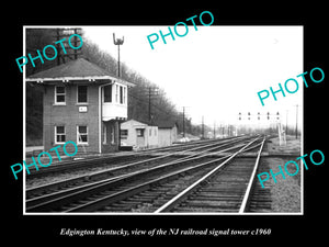 OLD LARGE HISTORIC PHOTO OF EDGINGTON KENTUCKY, NJ RAILROAD SIGNAL TOWER c1960